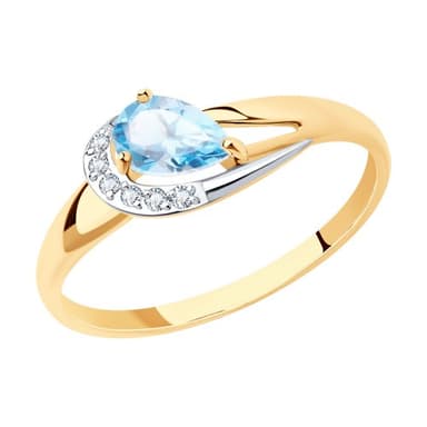 Кольцо Diamant из розового золота 585 с топазом