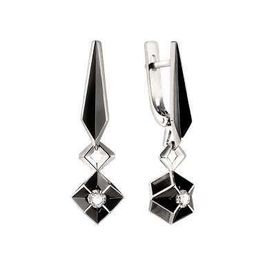 Серьги Ринго из белого золота 585 с бриллиантами