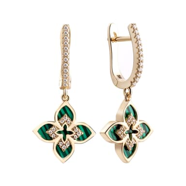 Серьги Fresh Jewelry из серебра 925 с малахитом